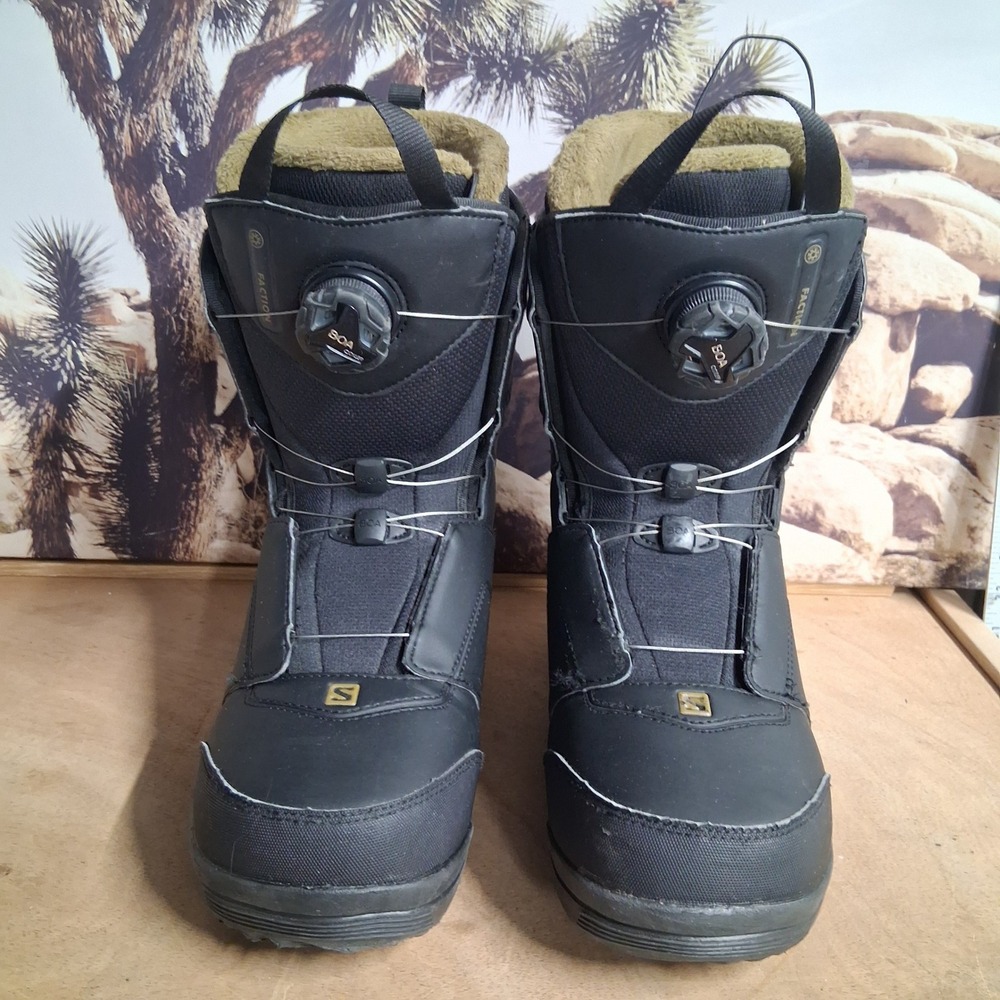 Salomon Faction BOA Snowboard Boots Mens Size 8 Black Gold Series All Mountain